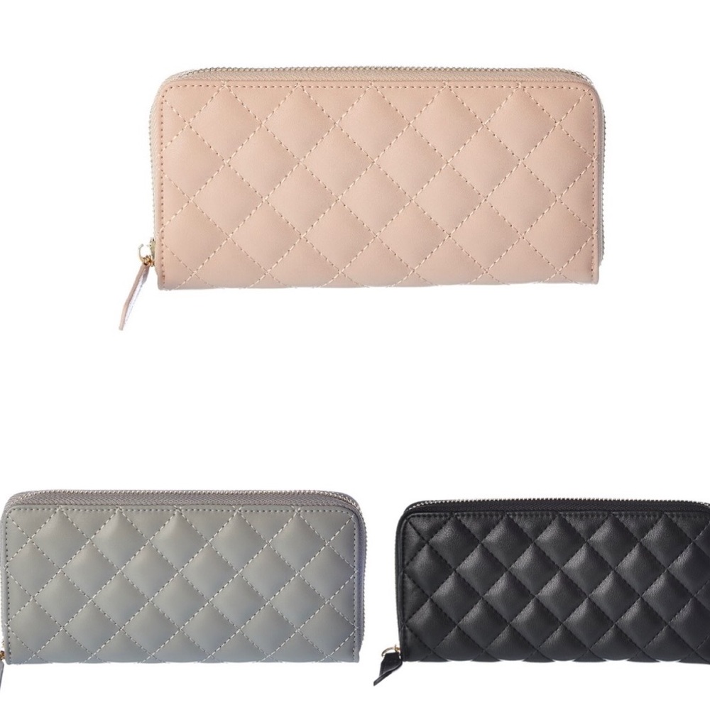 KC Jagger Quilted Zip Around Calfskin Leather Wallet NWT